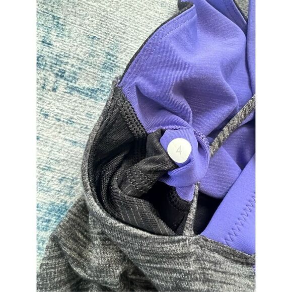 Lululemon Run For Gold Heathered Gray Heathered Black / Iris Flower Tank Size 4 - Picture 4 of 6
